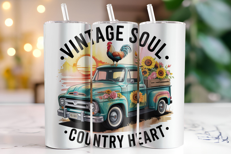 Vintage Soul Country Heart Tumbler Wrap | Sublimation