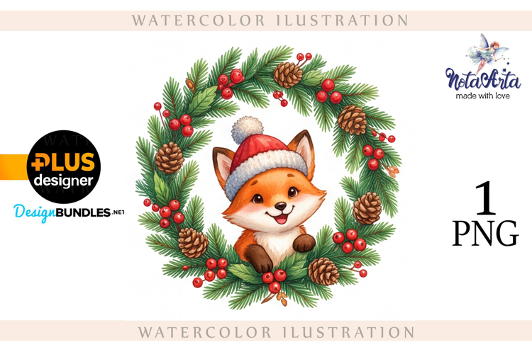 Illustration of a cute Christmas fox