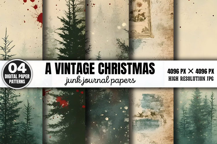 A Vintage Christmas Journal Digital Paper JPG