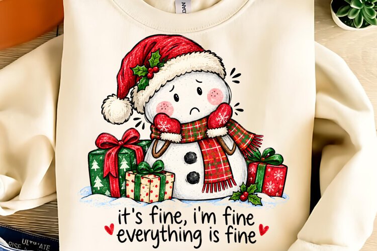 It's Fine I'm Fine Everything is Fine PNG, Christmas PNG example image 1