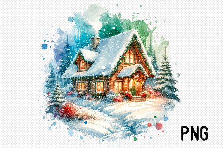 Cozy Cottage Sublimation - Cozy Cottage landscape Clipart example image 1