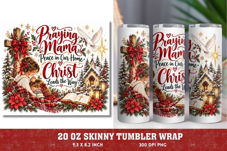 Blessed Mama Christmas 20oz Tumbler Wrap, Christian Mom Chri example image 1