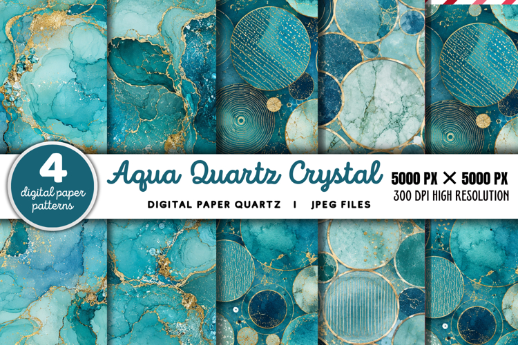 Aqua Quartz Crystal Digital Paper JPG
