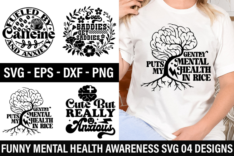 Funny Mental Health Awareness SVG Design - Gently puts my me