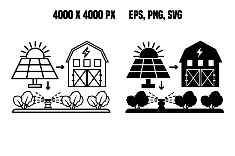 Solar Powered Farm System Icons