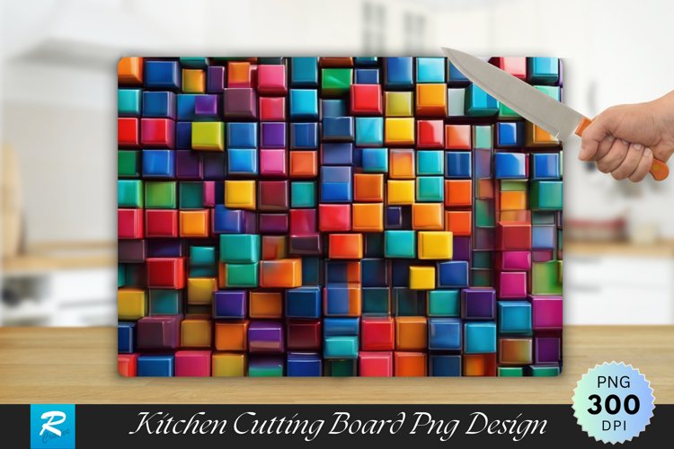 3D Colorful Boxes Cutting Board Sublimation Design example image 1
