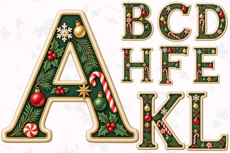 Christmas Evergreen Alphabet PNG