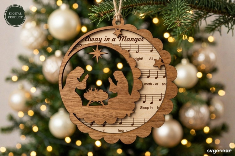 Nativity Sheet Music Ornament Laser Cut | Glowforge | SVG