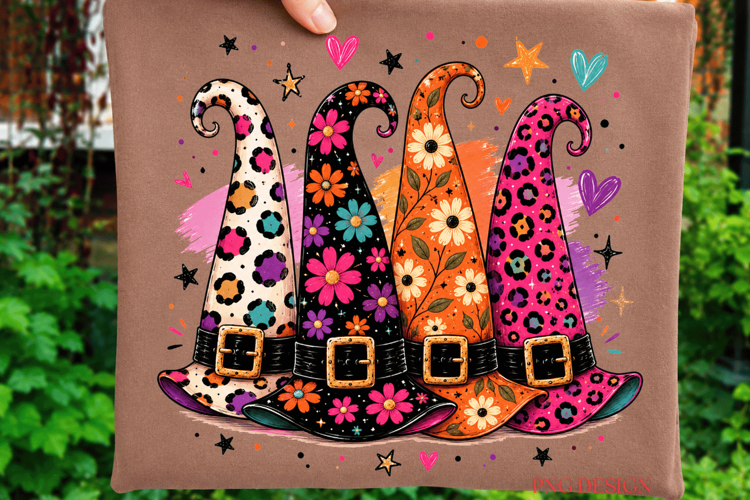 Colorful Witch Hats PNG, Halloween Witch Hat Sublimation,