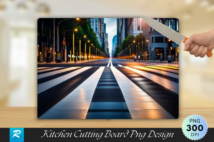 Crosswalk on the Road for Safety Cutting Board Sublimation