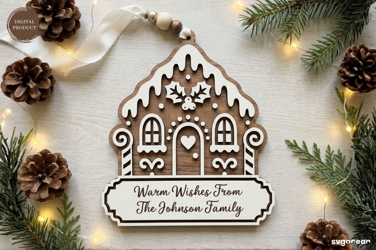 Gingerbread House Ornament laser Cut| Glowforge | SVG
