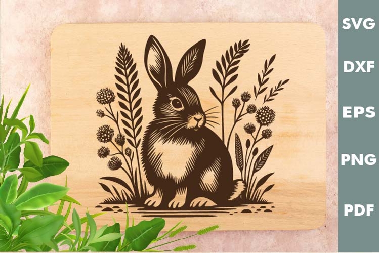 Easter Bunny engraved SVG, Rabbit Laser file, Cutting board