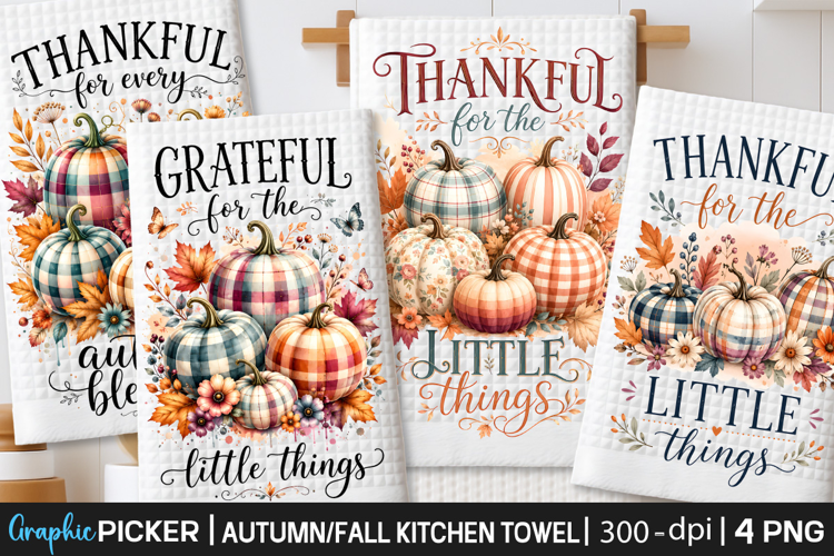 Plaid Pumpkins, Fall Thanksgiving Towel Sublimation Designs