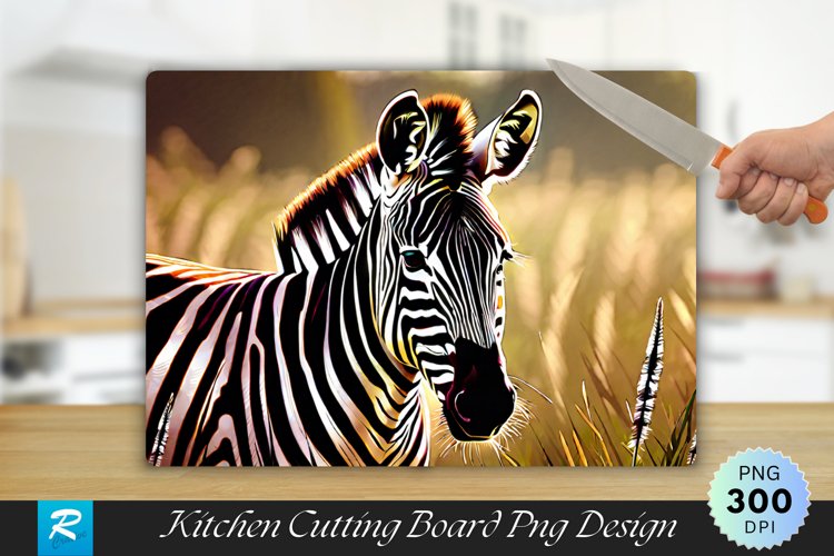 Zebra is Standing in a Field Cutting Board Design example image 1