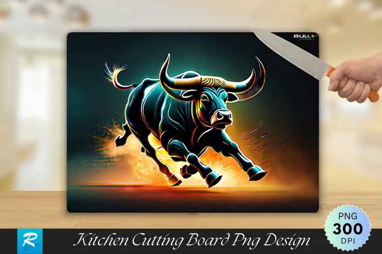 Bull Running Cutting Board Sublimation Design
