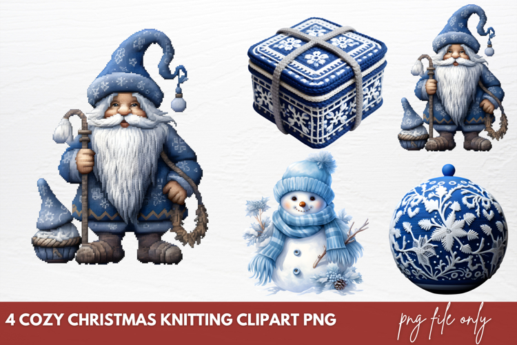 Cozy Christmas Knitting Clipart PNG