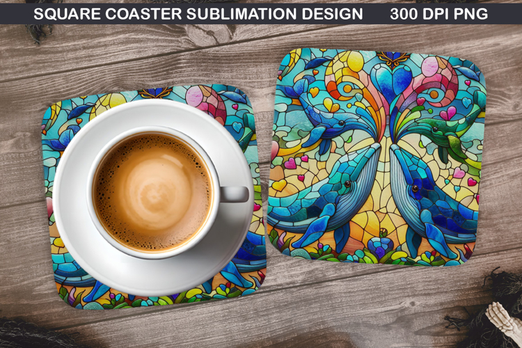 Dolphins Coaster Sublimation, Christmas Coaster PNG Design