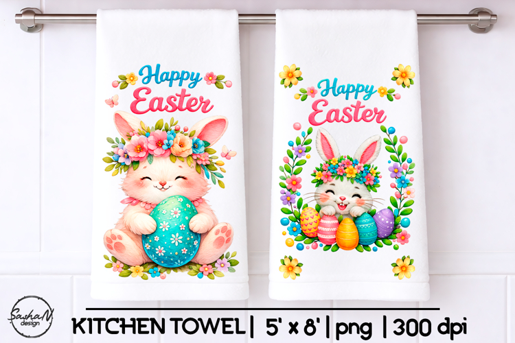 Easter bunny kitchen towel sublimation designs