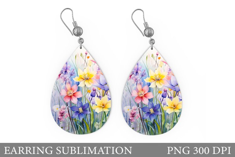 Wildflowers Earring Sublimtion. Flowers Earring Design
