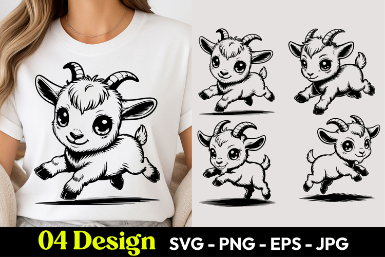 Happy Goat Cartoon SVG PNG