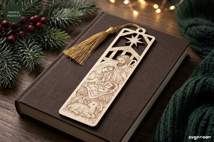 Wooden Jesus Bookmark Laser Cut | Glowforge | SVG example image 1