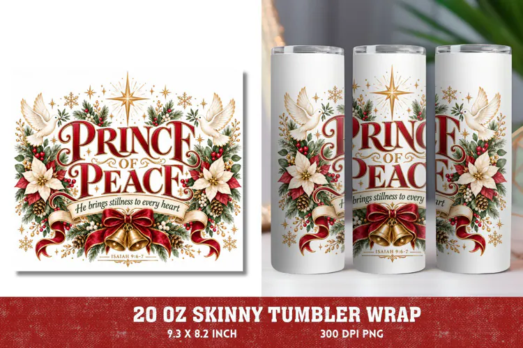 Prince of Peace 20oz Tumbler Wrap, Christian Christmas Skinn