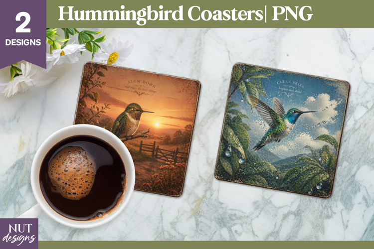 Hummingbird Coaster sublimation Summer garden coaster