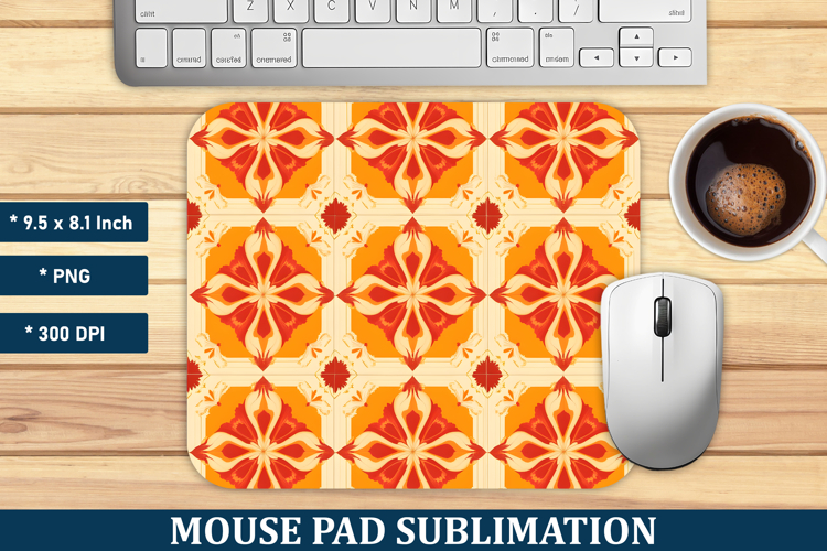 Orange Moroccan Pattern Mouse Pad | Mouse Pad Sublimation
