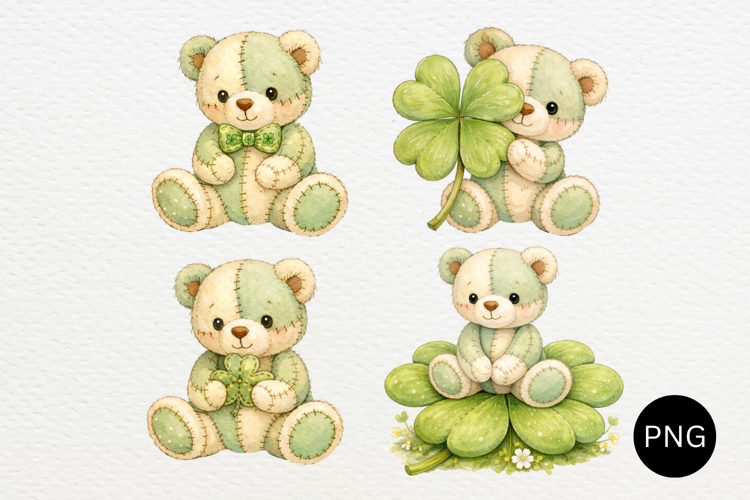 St Patrick’s Patchwork Teddy Bear Clipart