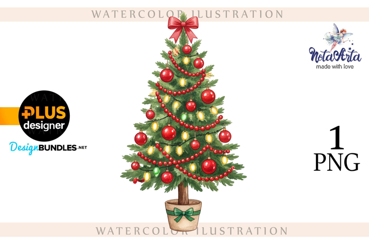 Watercolor Christmas Tree, Christmas tree, Happy Christmas