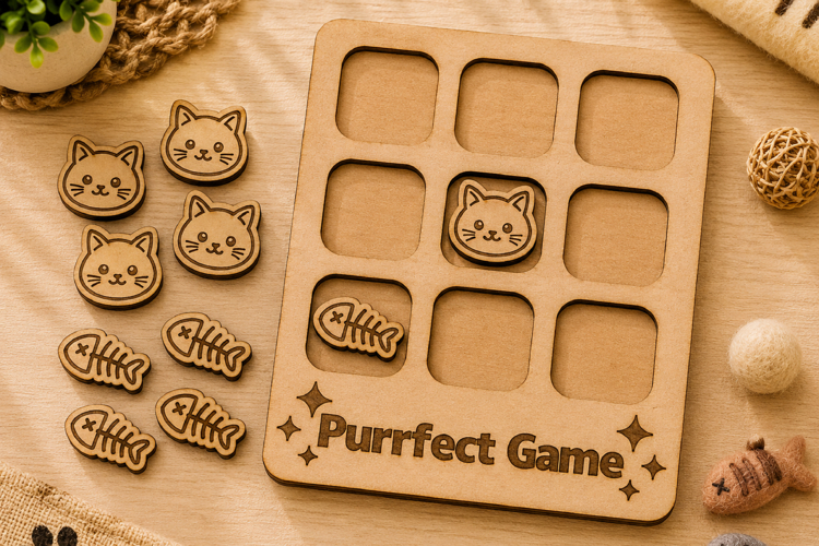 Cat Tic Tac Toe Laser Cut SVG example image 1
