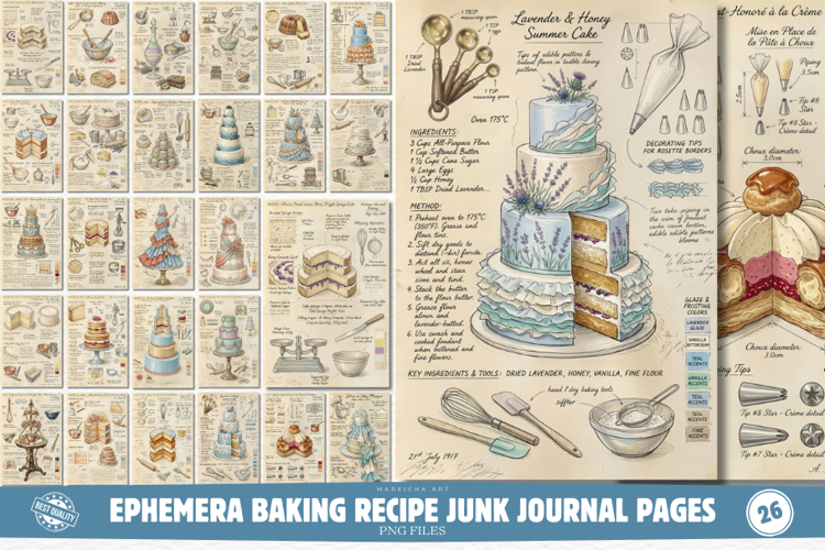 Ephemera Baking Recipe Junk Journal Pages