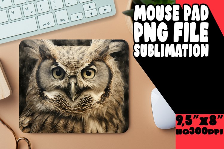 Stylish Owl Design Mouse Pad for Sublimation