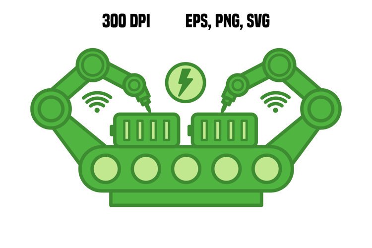 Green Automated Battery Assembly Icon example image 1