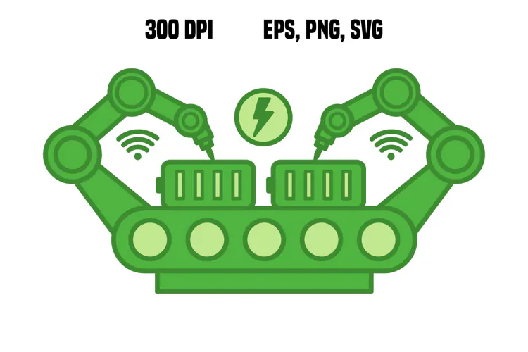 Green Automated Battery Assembly Icon