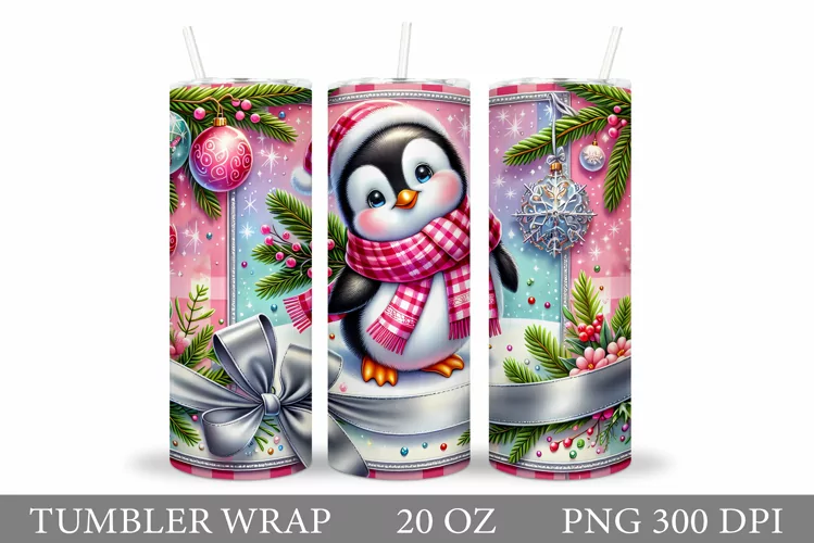 Christmas Penguin Tumbler. Christmas Tumbler Sublimation