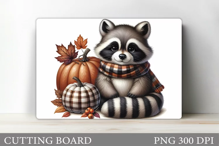 Fall Raccoon Cutting Board. Fall Cutting Board Sublimation