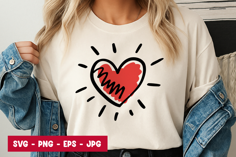 Cute Scribble Heart Radiant SVG PNG
