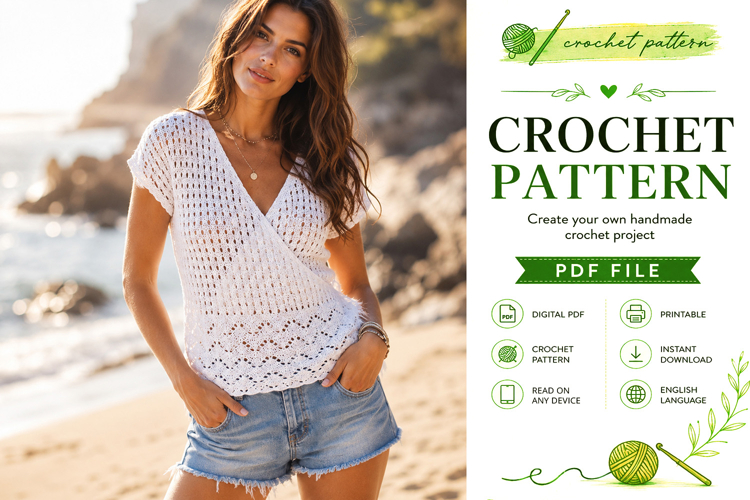 Lace Wrap Top Knitting Pattern PDF