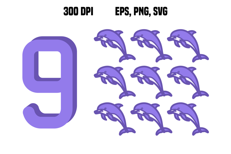 Purple Number Nine and Dolphins