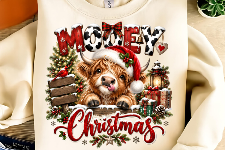 Highland Cow Christmas PNG Design, Trending Christmas PNG