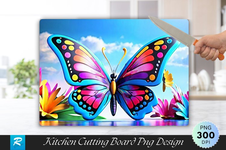 3D Colorful Butterfly Cutting Board Sublimation Design
