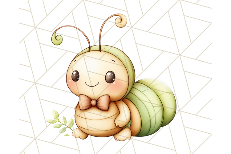 Cute Caterpillar Clipart PNG, Spring Bug Illustrations example image 1