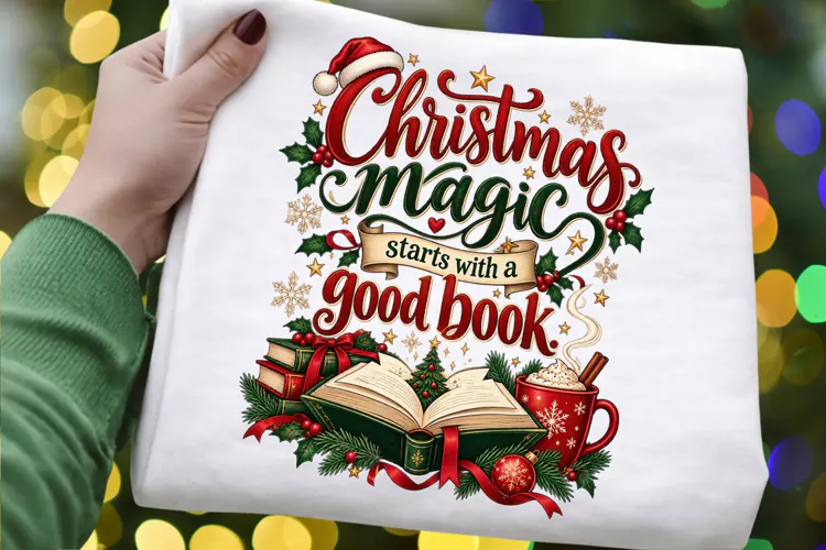 Christmas Magic Starts with a Good Book PNG, Christmas Books