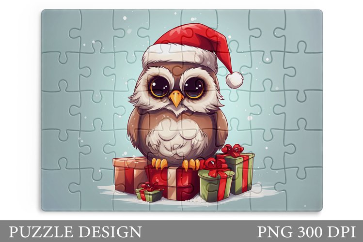 Christmas Owl Puzzle Sublimation. Owl Winter Puzzle Design
