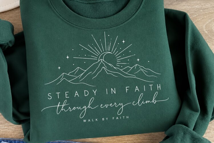 Steady in Faith Mountain PNG, Walk by Faith Christian Mounta example image 1