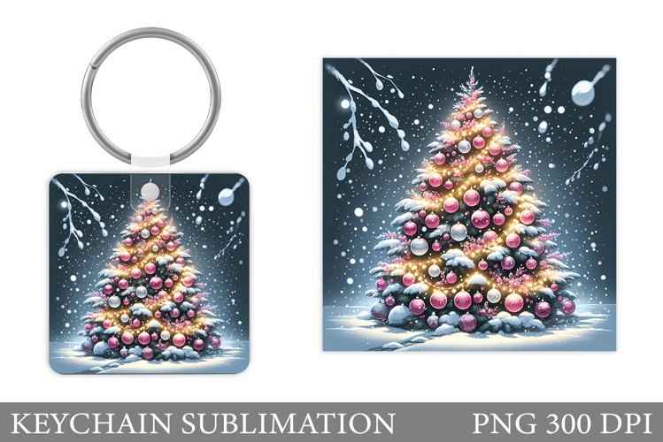 Christmas Tree Keychain. Christmas Keychain Sublimation example image 1