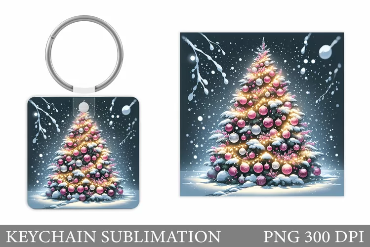 Christmas Tree Keychain. Christmas Keychain Sublimation