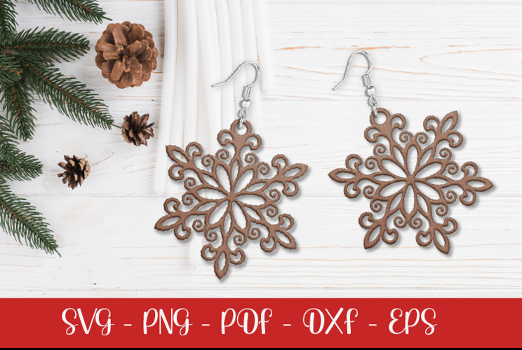 Christmas Snowflake Earring SVG |Laser Cut Files