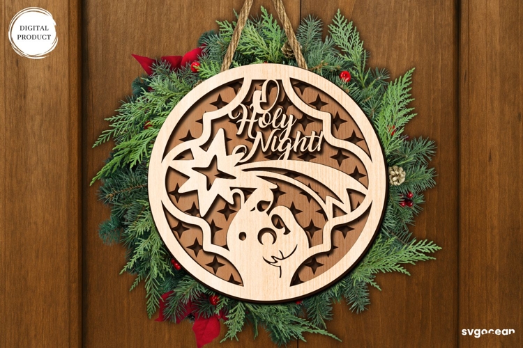 O Holy Night Door Sign Laser Cut | Door Hanger | SVG